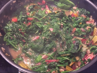 Greens cooking, before cream